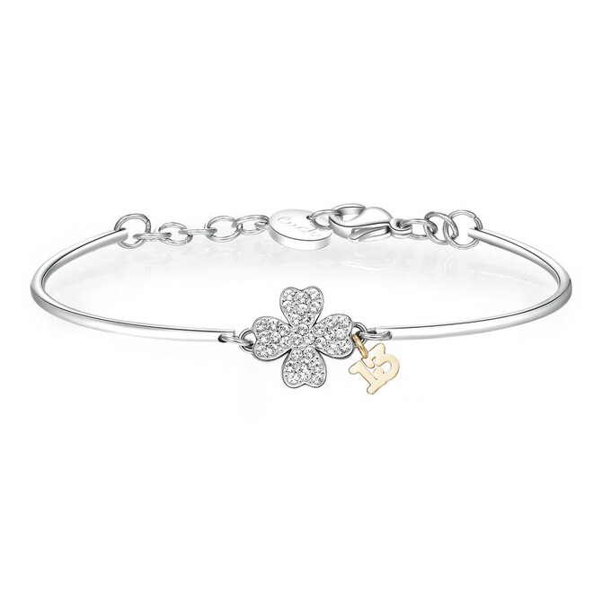 Brosway Women's steel bracelet with four-leaf clover and number 13
