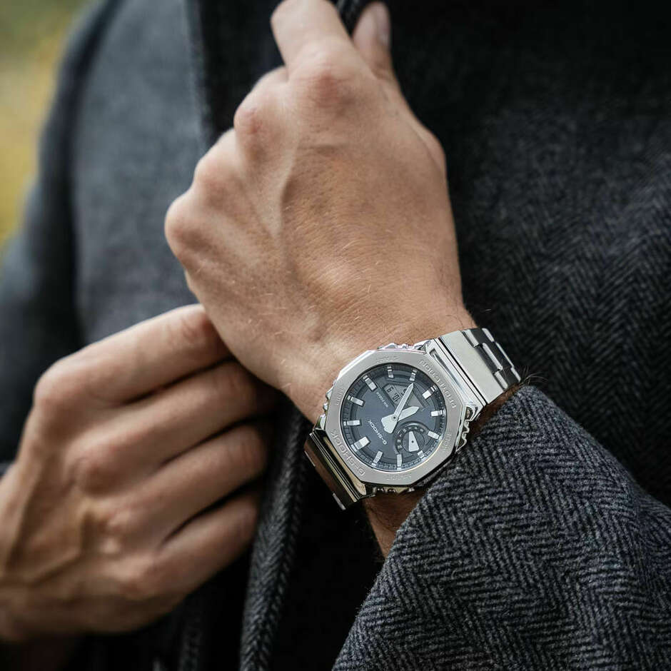 Casio G-Shock steel watch with gray dial