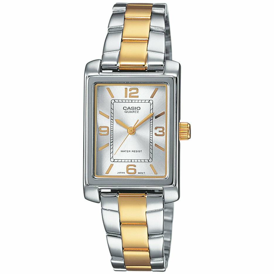 Casio rectangular two-tone quartz women's watch