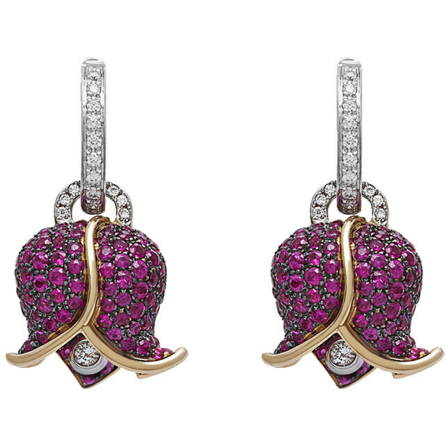 Chantecler Bouganville gold, diamond, and sapphire earring