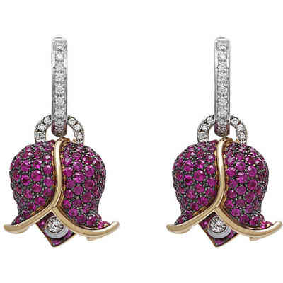 Chantecler Bouganville gold, diamond, and sapphire earring Chantecler Bouganville gold, diamond, and sapphire earring