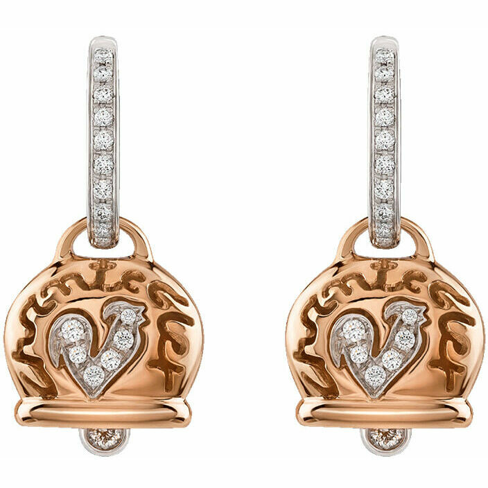 Chantecler Campanella earrings in rose gold and rooster with diamonds