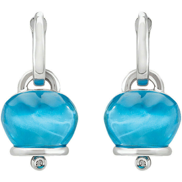 Chantecler Campanella earrings in silver, blue resin and diamond