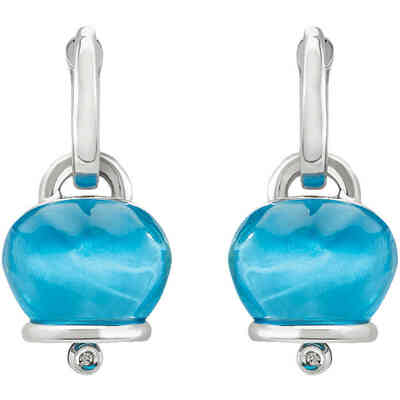 Chantecler Campanella earrings in silver, blue resin and diamond Chantecler Campanella earrings in silver, blue resin and diamond