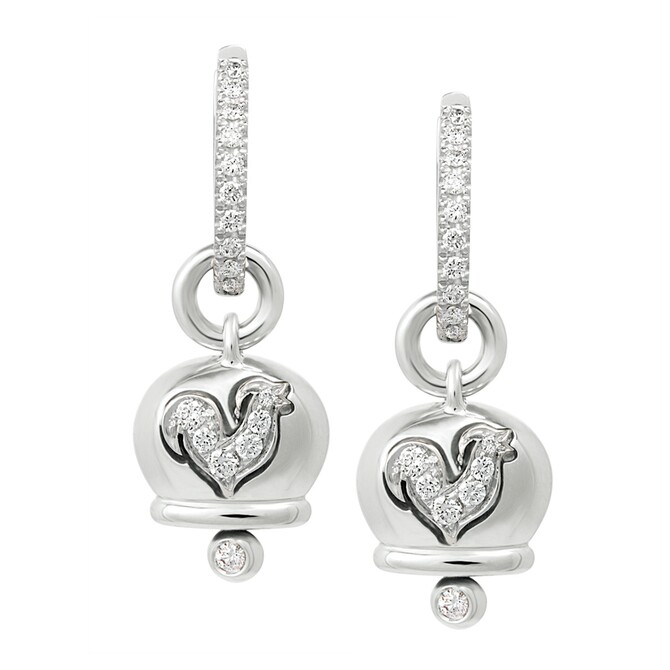 Chantecler Campanella earrings in white gold and rooster with diamonds