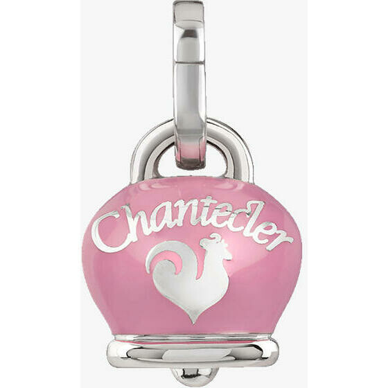 Chantecler Campanella Medium Pendant in Silver and Pink Enamel with Butterfly on the back