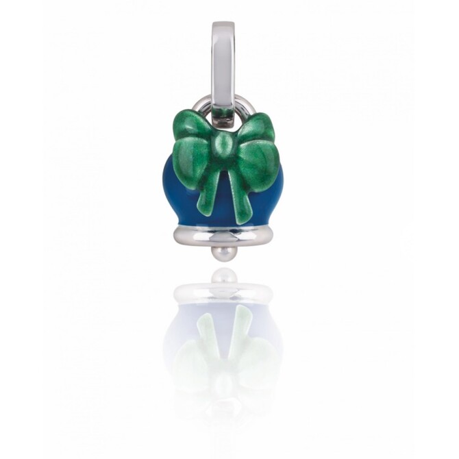 Chantecler Campanella micro pendant with blue and green enamel silver bow