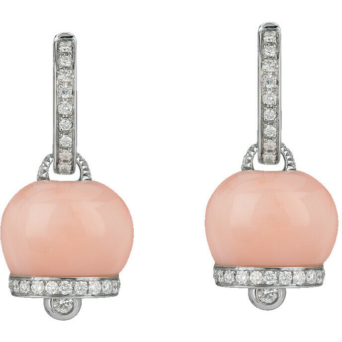 Chantecler Campanella mono earring in white gold and pink coral