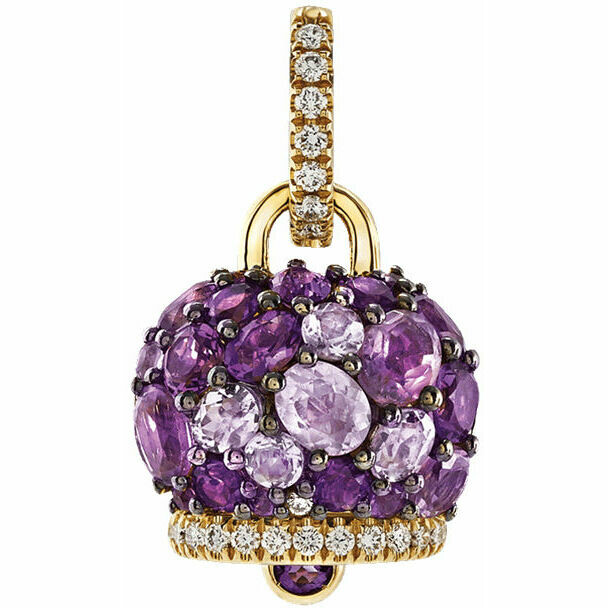 Chantecler Campanella pendant in yellow gold with amethysts and diamonds