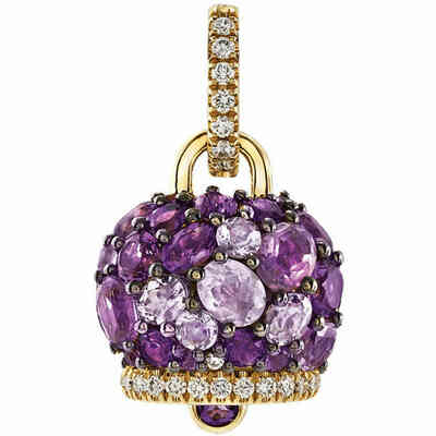 Chantecler Campanella pendant in yellow gold with amethysts and diamonds