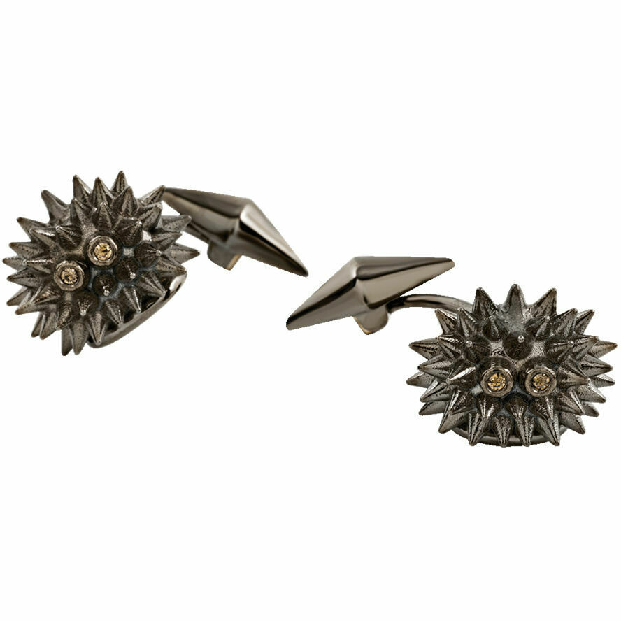Chantecler Campanella Riccio cufflinks in silver and brown diamonds