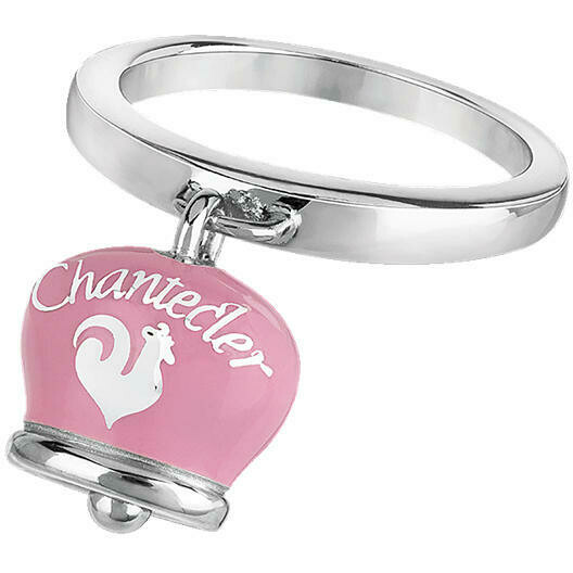 Chantecler Campanella ring in silver and pink enamel with butterfly on the back