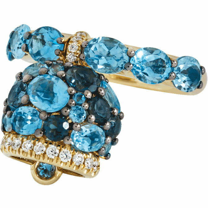 Chantecler Campanella ring in yellow gold with topazes and diamonds
