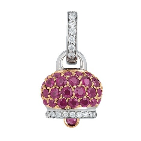 Chantecler Campanella small pendant in pink and white gold with diamonds and rubies