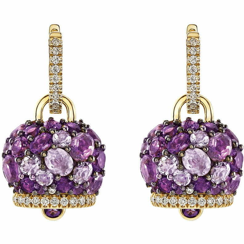 Chantecler Campanella yellow gold earrings with amethysts and diamonds