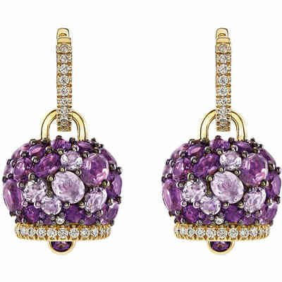 Chantecler Campanella yellow gold earrings with amethysts and diamonds