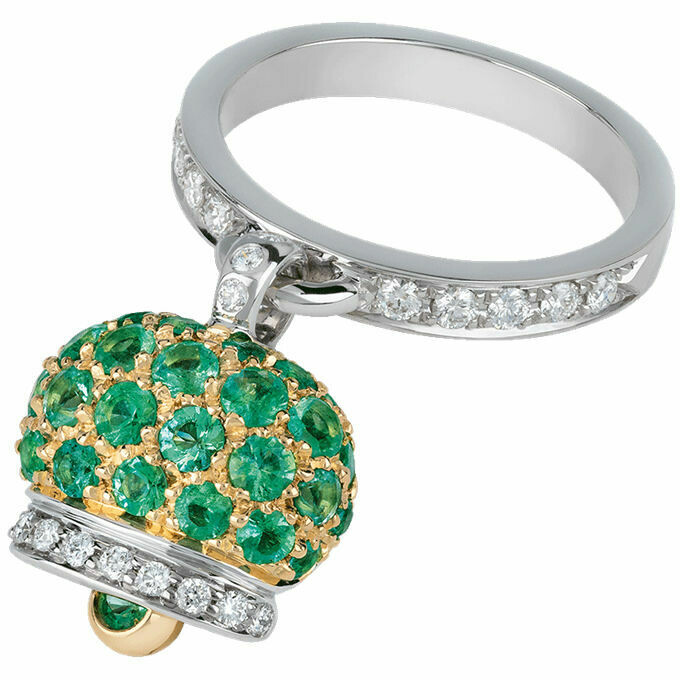 Anello Chantecler Campanelle in oro con smeraldi e diamanti