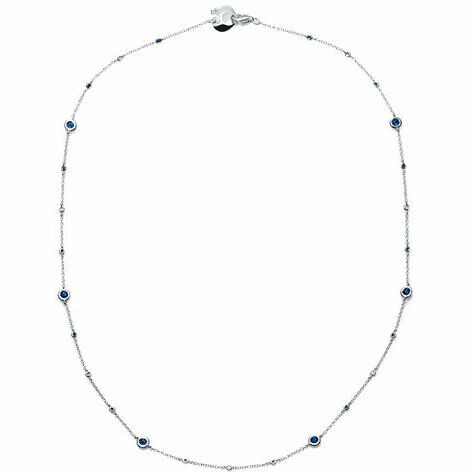 Chantecler Capri necklace in white gold, diamonds and blue sapphires 42 cm