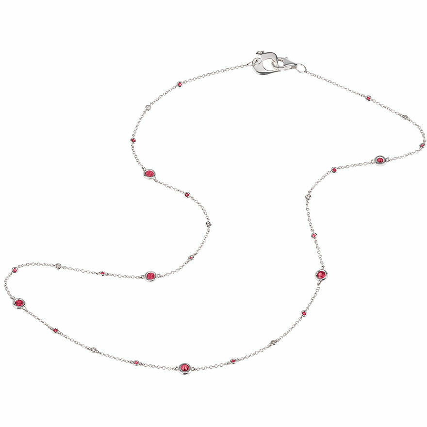 Chantecler Capri necklace in white gold, diamonds and rubies 42 cm