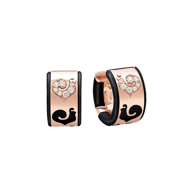 Chantecler Carousel hoop earrings in rose gold, diamonds and black enamel