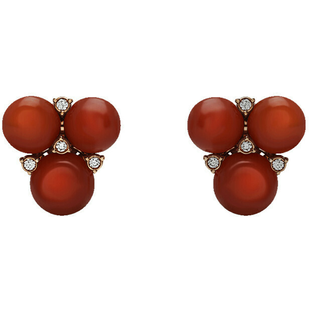 Chantecler Cherie lobe earrings in rose gold, diamonds and red coral