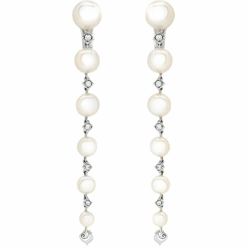 Chantecler Cherie pendant earrings in white gold, diamonds and pearls