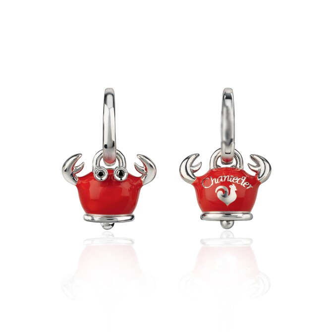 Chantecler Crab earrings in silver with red enamel and black diamonds