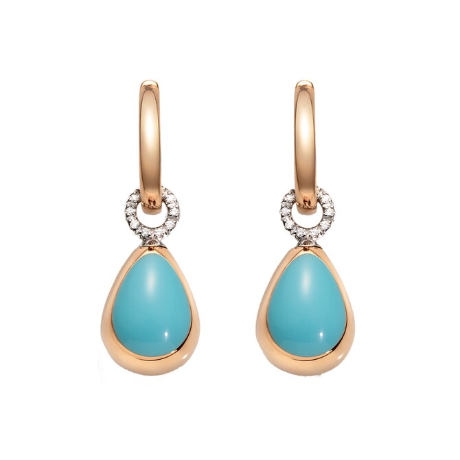 Chantecler Drop earrings in rose gold, turquoise and diamonds