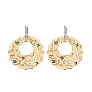 Chantecler gold earrings with turquoise, sapphires, rubies, emeralds and diamonds Chantecler gold earrings with turquoise, sapphires, rubies, emeralds and diamonds