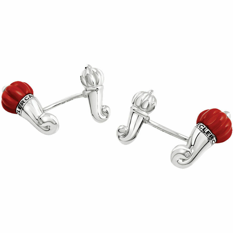 Chantecler Horn Cufflinks in Silver and Red Resin