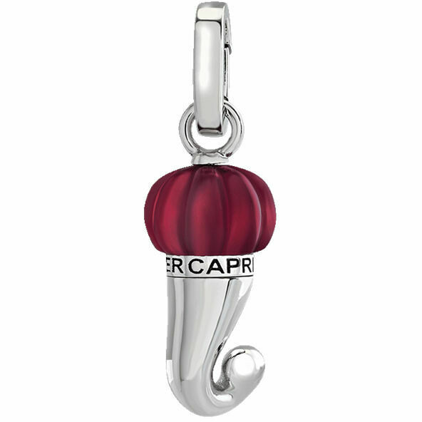 Chantecler Horn Pendant in Silver and Burgundy Resin