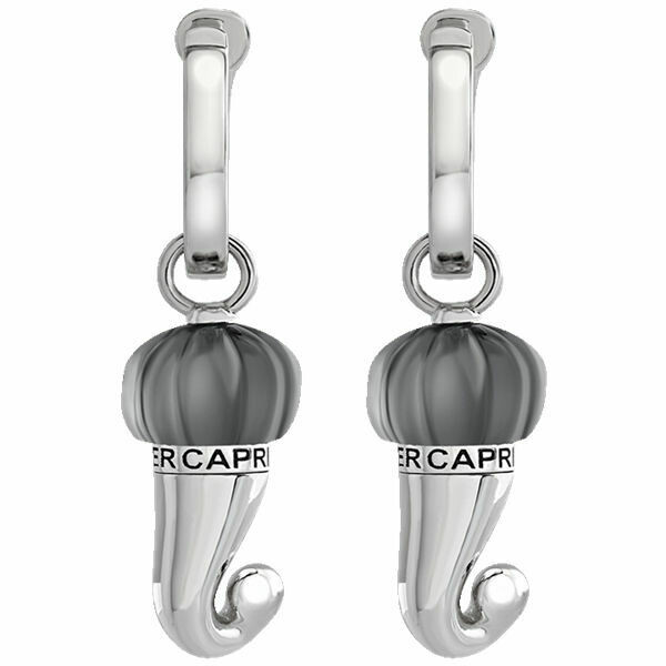 Chantecler Horn single earring in silver and black resin