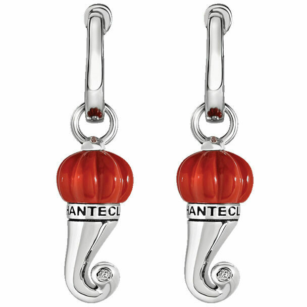 Chantecler Horn single earring in silver and coral resin