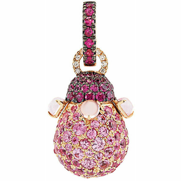 Chantecler Joyful pendant in rose gold sapphires diamonds and pink cabochon