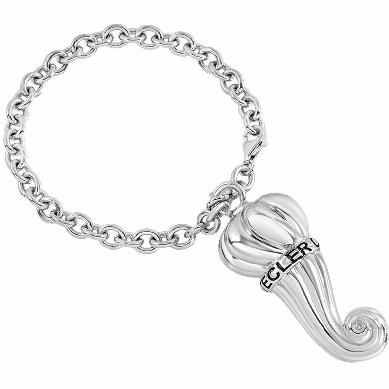 Chantecler Large Horn Keychain in Silver and Diamond