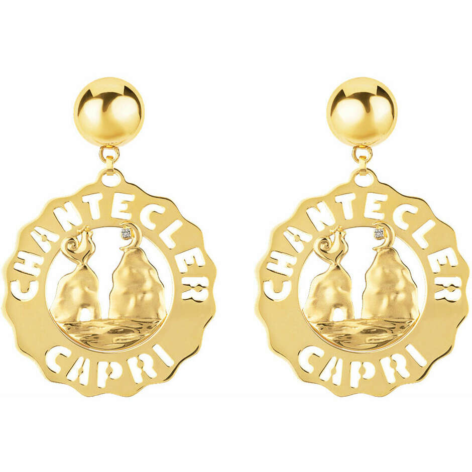 Chantecler Logo Large Faraglioni Earrings in Yellow Gold