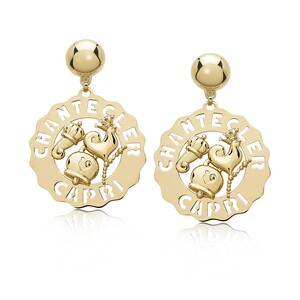 Chantecler Logo Large Gold Rooster Bell and Horn Earrings Chantecler Logo Large Gold Rooster Bell and Horn Earrings