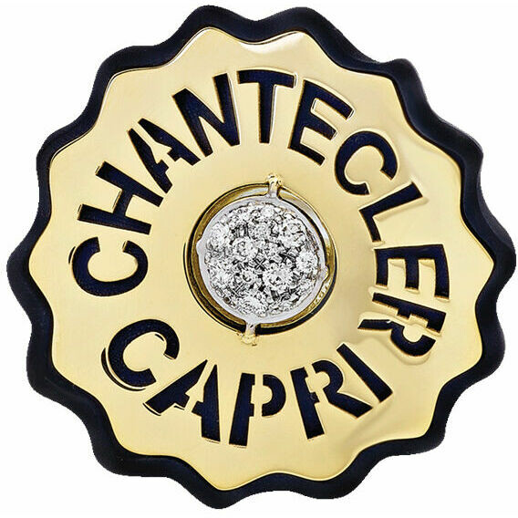 Chantecler Logo Ring with Black Resin and Diamonds