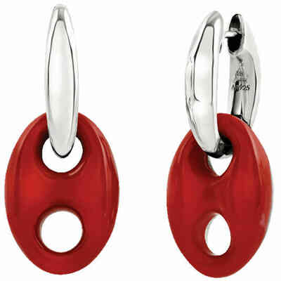 Chantecler Marina mesh earrings in silver and red resin Chantecler Marina mesh earrings in silver and red resin