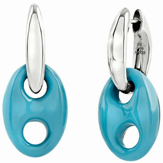 Chantecler Marina mesh earrings in silver and turquoise resin