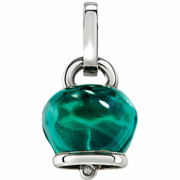 Chantecler Medium Bell Pendant in Silver and Green Resin