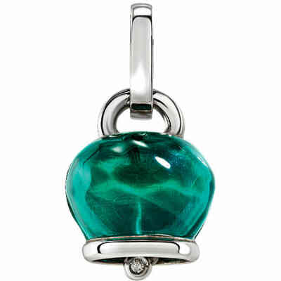 Chantecler Medium Bell Pendant in Silver and Green Resin