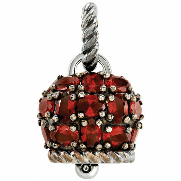 Chantecler Medium Bell Pendant in Silver and Red Siam