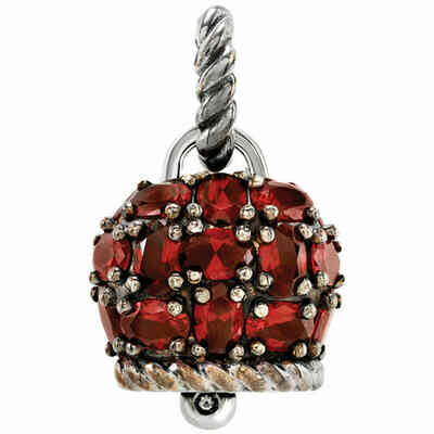 Chantecler Medium Bell Pendant in Silver and Red Siam
