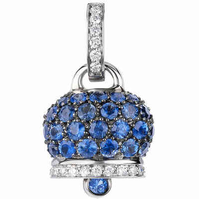 Chantecler medium bell pendant in white gold diamonds sapphires Chantecler medium bell pendant in white gold diamonds sapphires