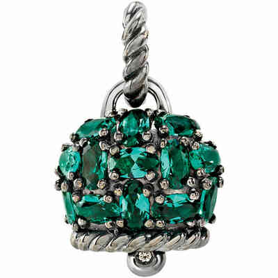 Chantecler Medium Campanella Pendant in Silver and Green Siam