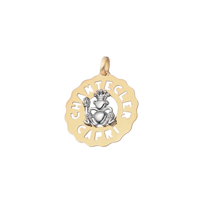 Chantecler medium Frog Prince logo pendant in 18Kt yellow and white gold and diamonds