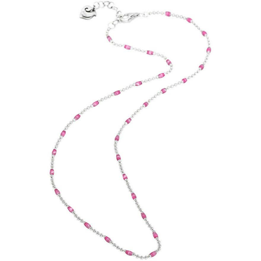 Chantecler necklace in silver and pink enamel 42 cm
