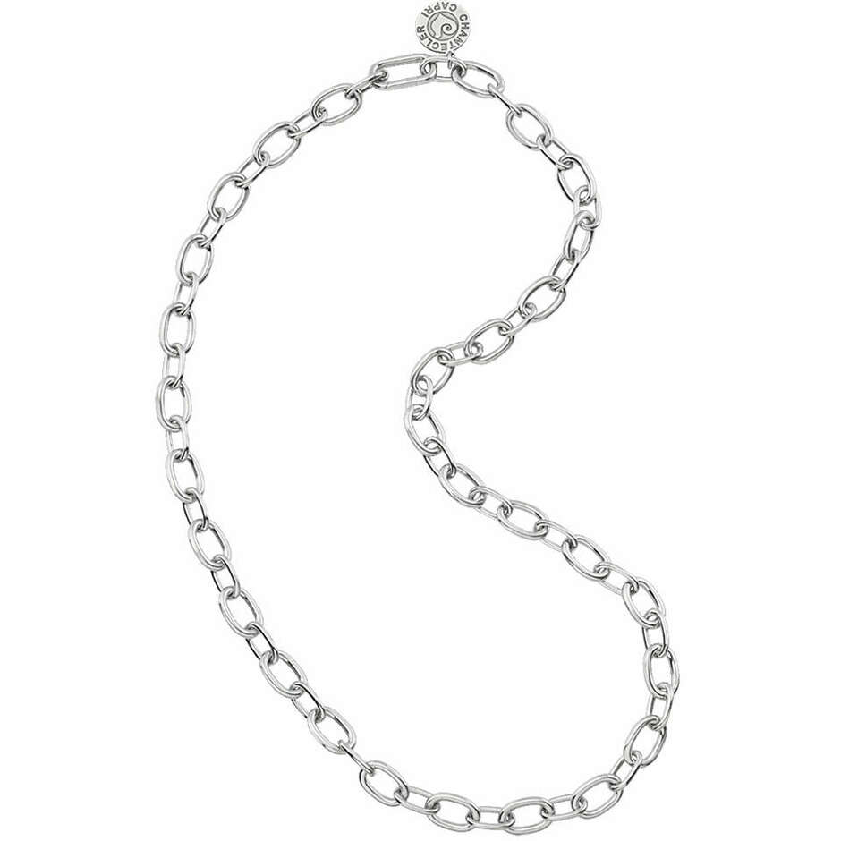 Chantecler oval silver link chain necklace with Chantecler logo 50 cm