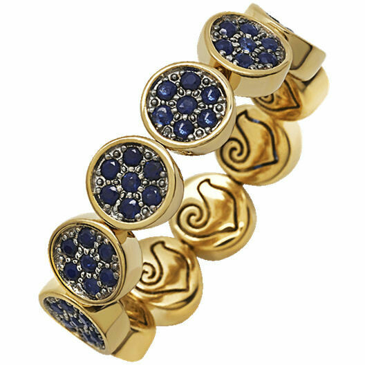 Chantecler Paillettes girodito ring in yellow gold and pave sapphires